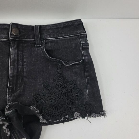 American eagle super stretch X hi-rise shortie black shorts 4 womens 2403 26W - Picture 2 of 11